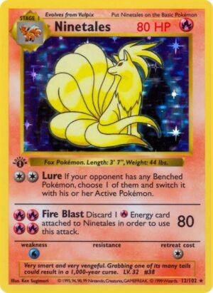 Ninetales — Base Set (Shadowless) Ninetales Pokemon card, Base Set